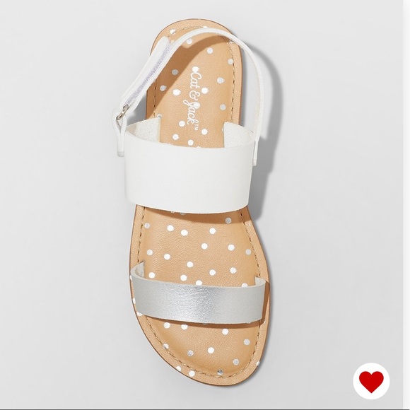 NWT Cat & Jack Magalie Silver Ankle Strap Sandals - Picture 3 of 7